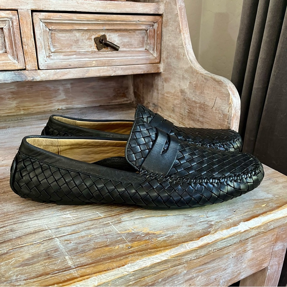 🖤 Robert Zur San Tropez Driving Loafer Size 11.5 Black Leather Woven